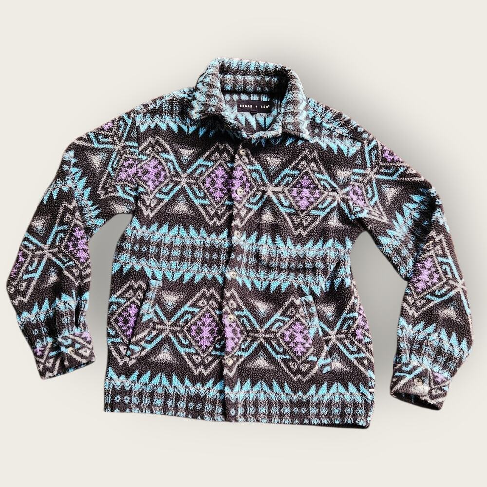 Edgar + Ash Button Down Sweater Women's Size Small Aztec Design Fleece Warm Soft